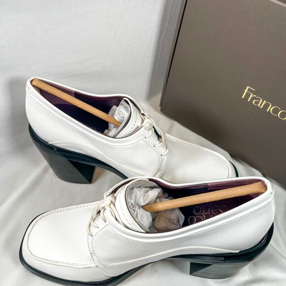 Franco Sarto Preston Chunky Heel Lace-Up Oxford White Gloss 39 - Picture 9 of 11